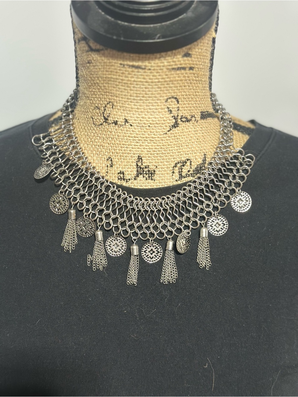 Silver Fringe Coin Statement Necklace - Women Jewelry